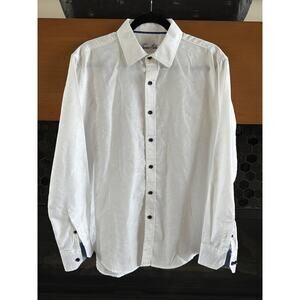 Tasso Elba White Paisley Button Up Shirt Men’s M Purple Contrast Cuffs